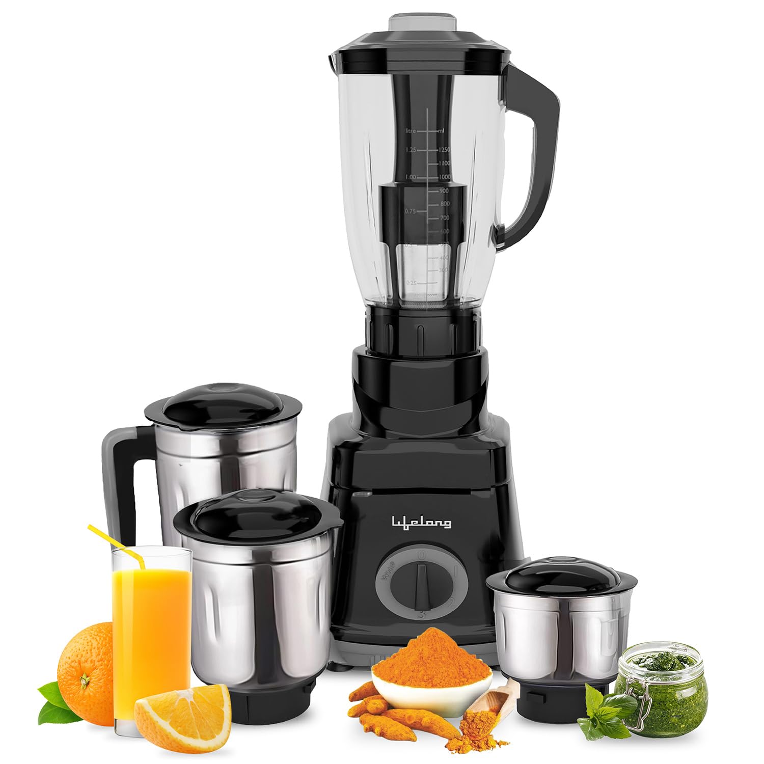 Lifelong Juicer Mixer Grinder for Kitchen - 4 Jars 750 Watt Mixie