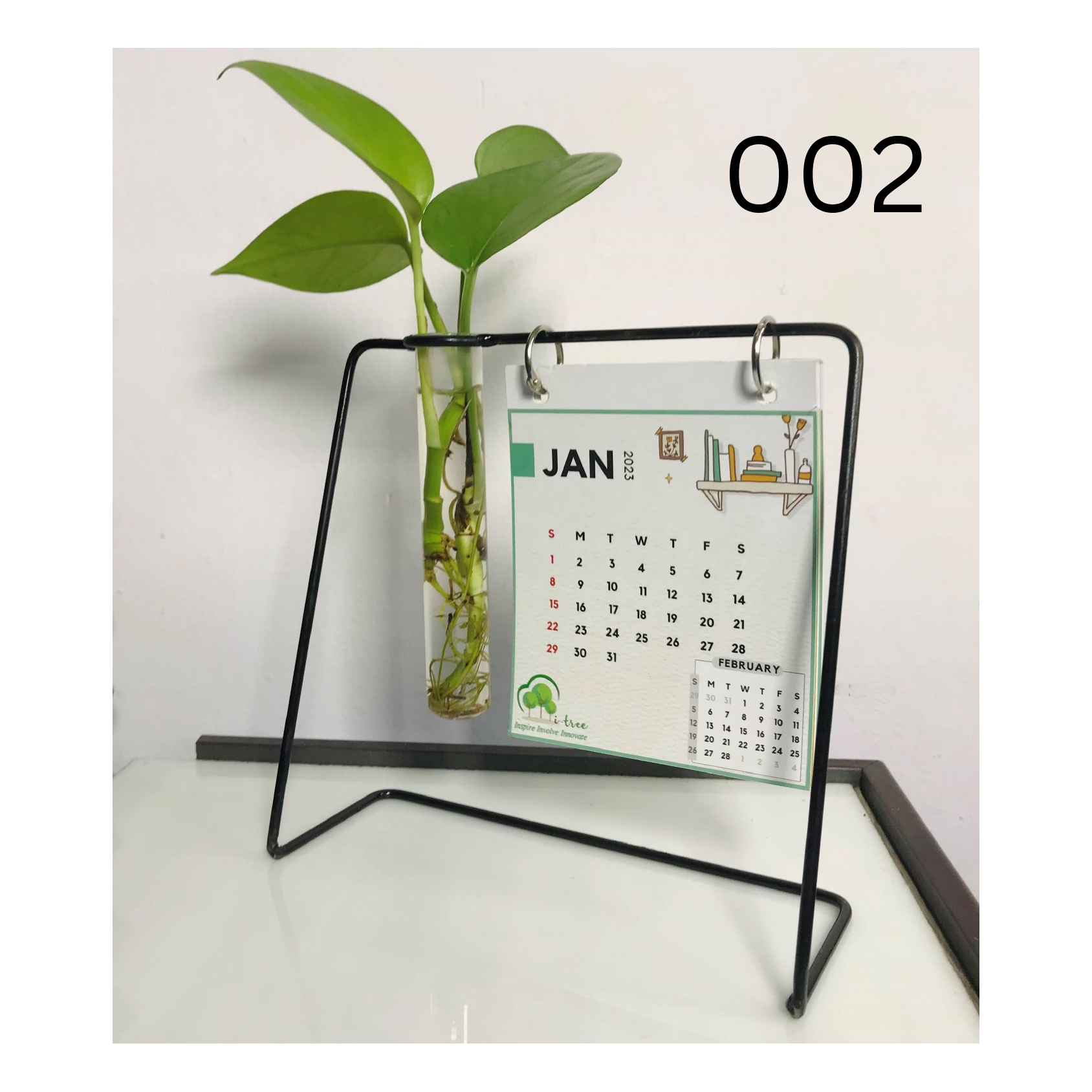 Metal Table photo Calendar Planter,