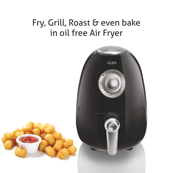 Glen Mini Air Fryer with 2L Capacity and 800w and Black Silver Colour