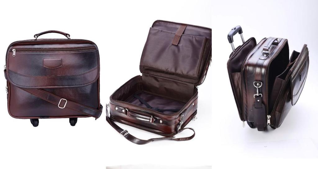 Craft India Improved Handle Brown Leatherette Overnighter