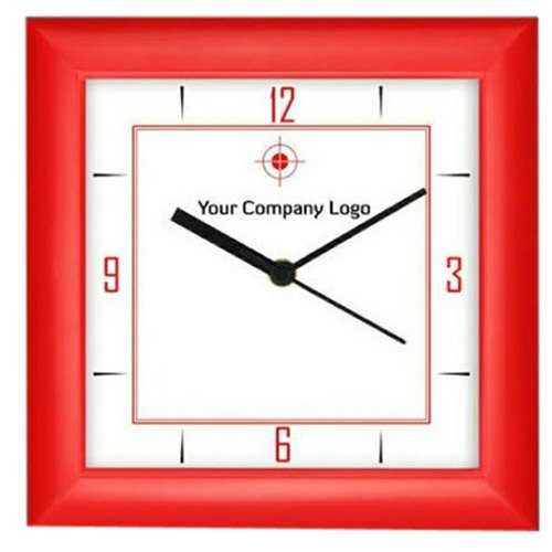 Analog Square Red Wall Clock
