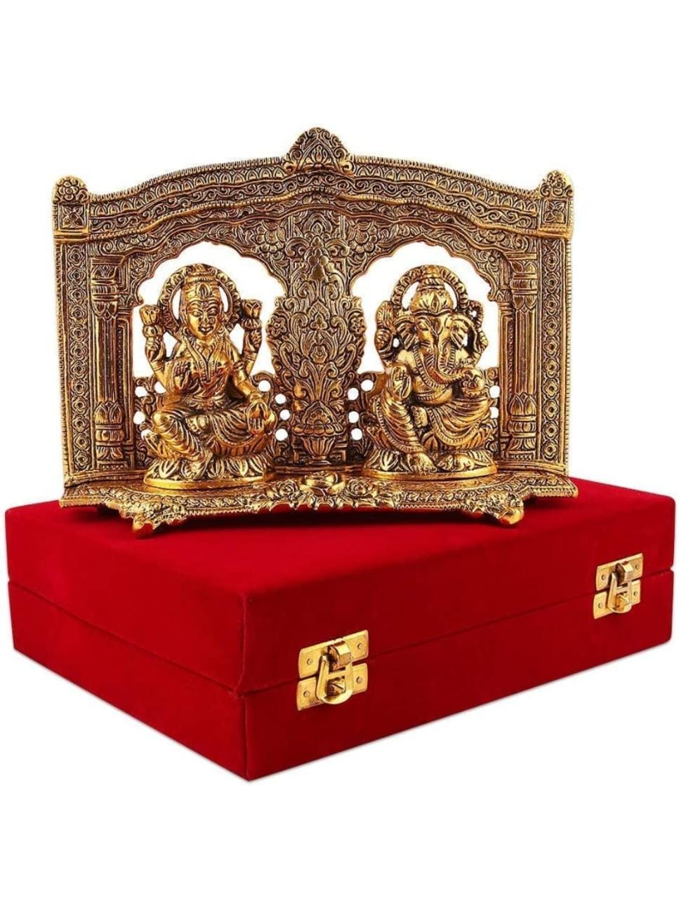 Copper Metal Laxmi Ganesh Idol murti with Velvet Box