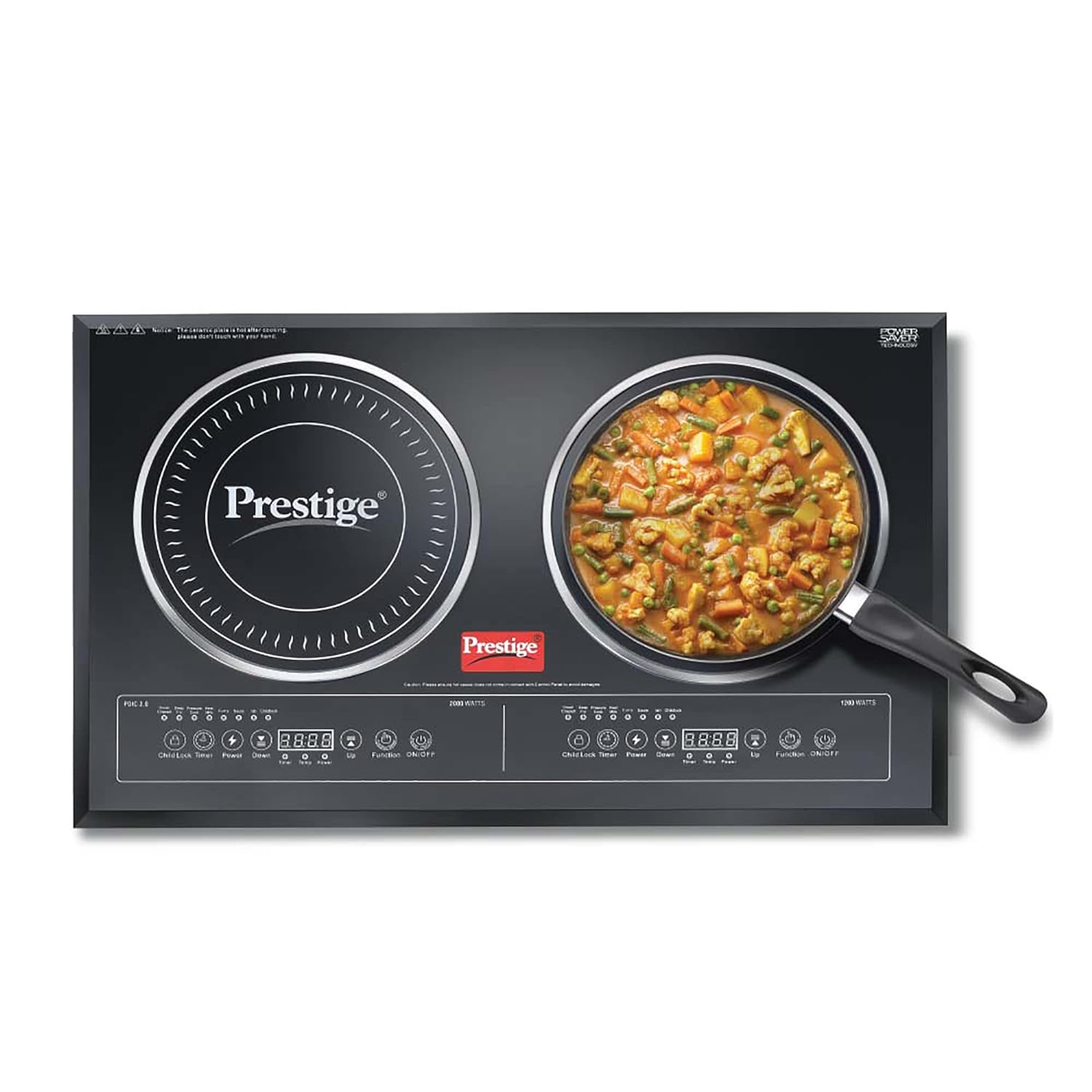 Prestige PDIC 3.0 Double Induction Cooktop(3200W, Black, 2 Burner Induction Stove)