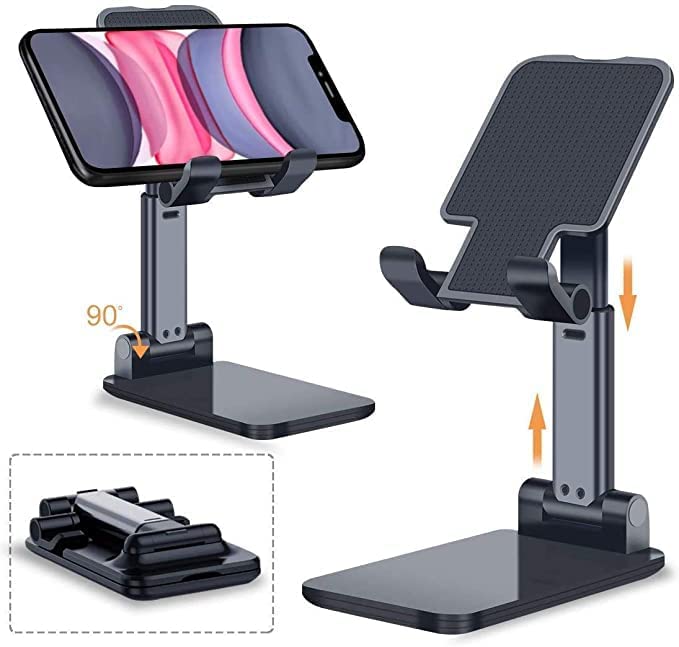Foldable Cell Phone Holder, Angle Height Adjustable for Desk,