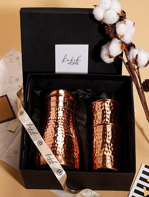 Copper Jug & Glasses Gift Combo (Set of 3)