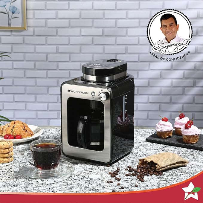Wonderchef Regalia Bean-to-Cup Brew Coffee Maker with Grinder | Grind Coffee Beans
