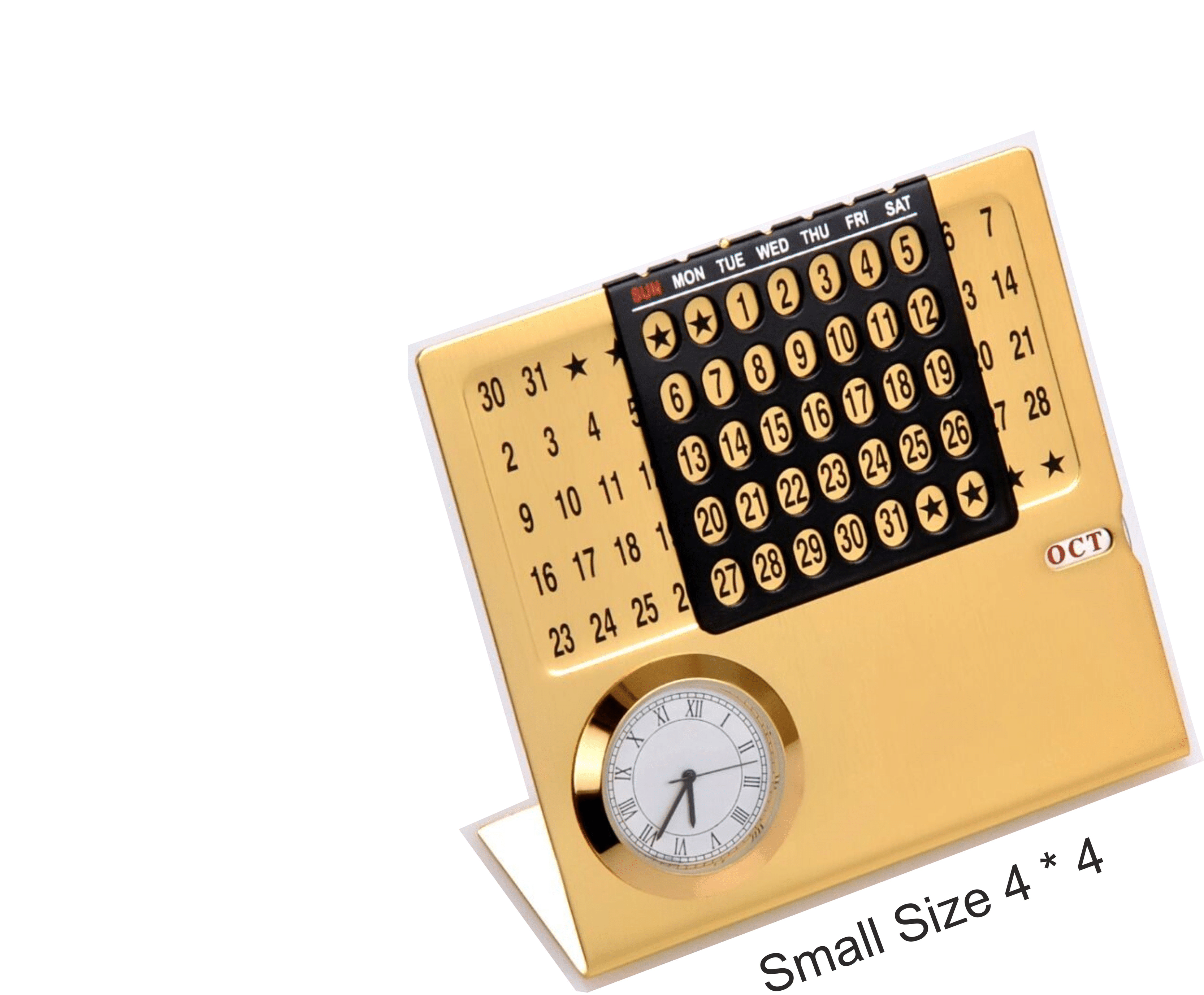 Promotional Gold Plated Table Calender with clock