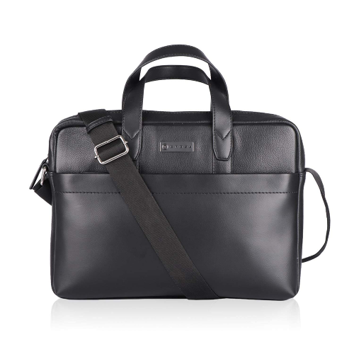 Cross Men Black Solid PU Leather Laptop Messenger Bag