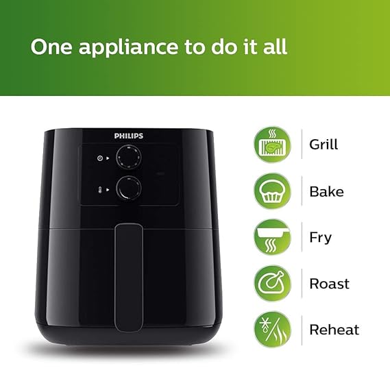 Philips Rapid Air Technology Air Fryer with 4.1L Capacity with Fry with up to 90% less fat