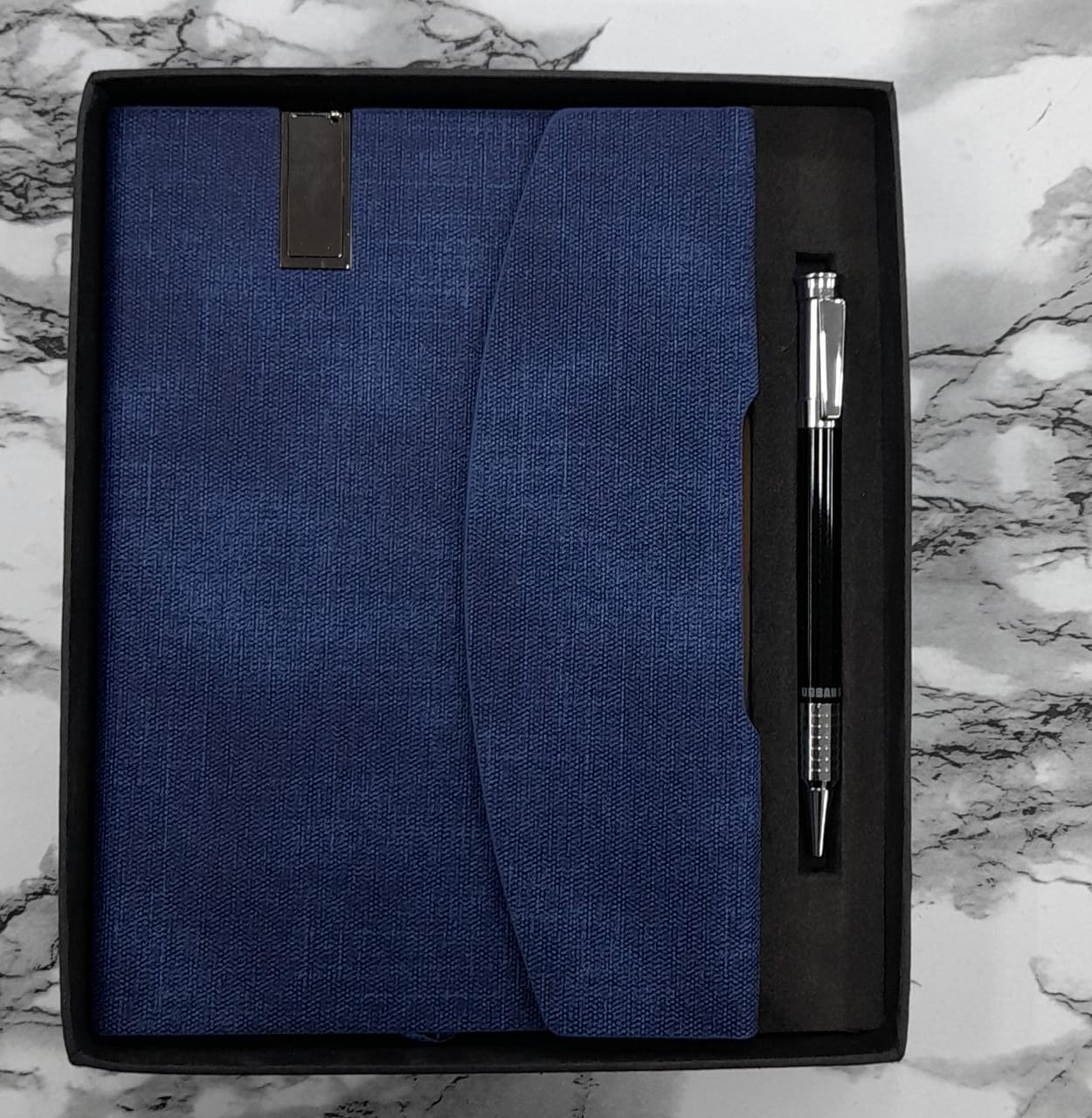 2 in 1 Set of Premium Notebook with USb Drive with Magnetic Close and Metal Pen