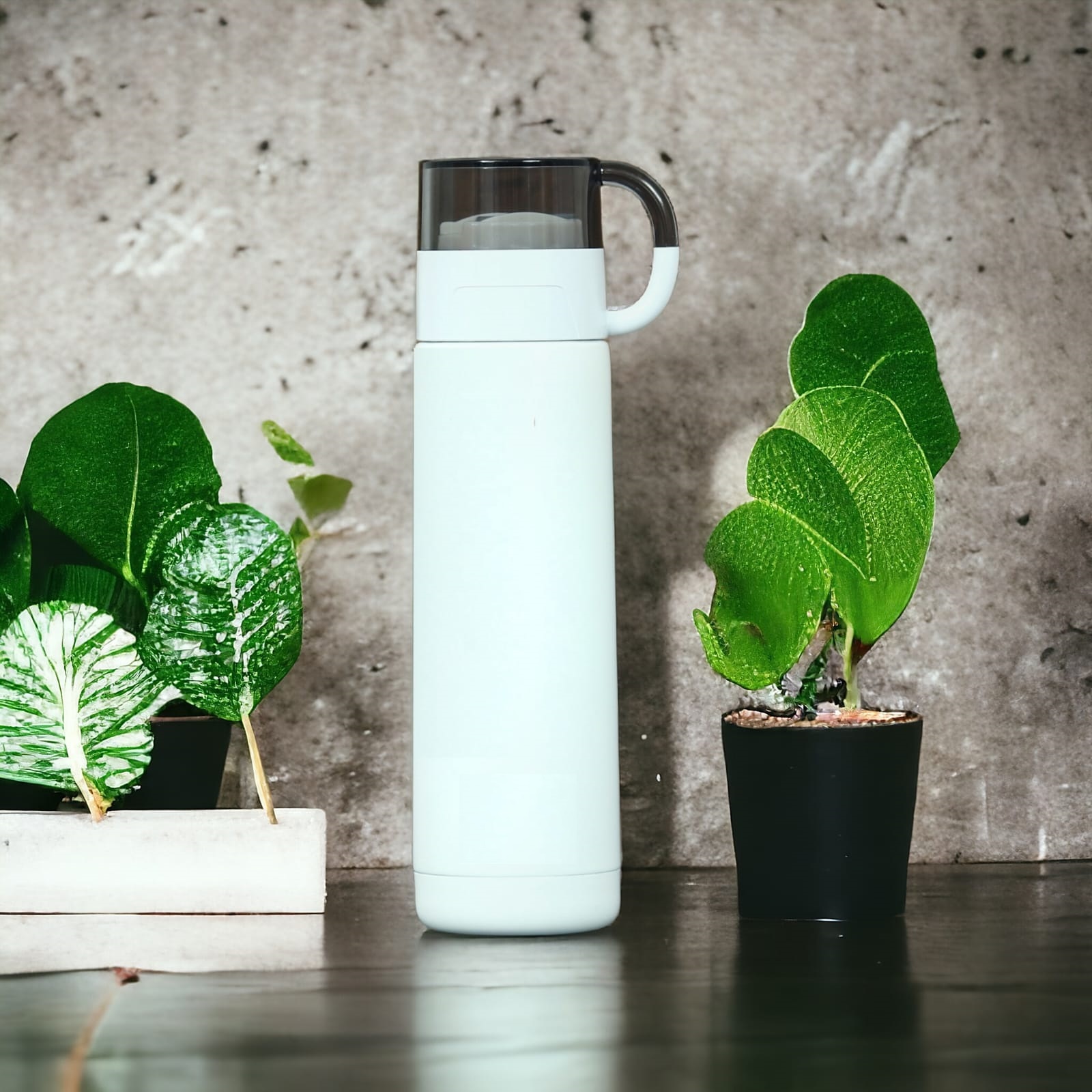 Insulated white Flask with Cup Lid