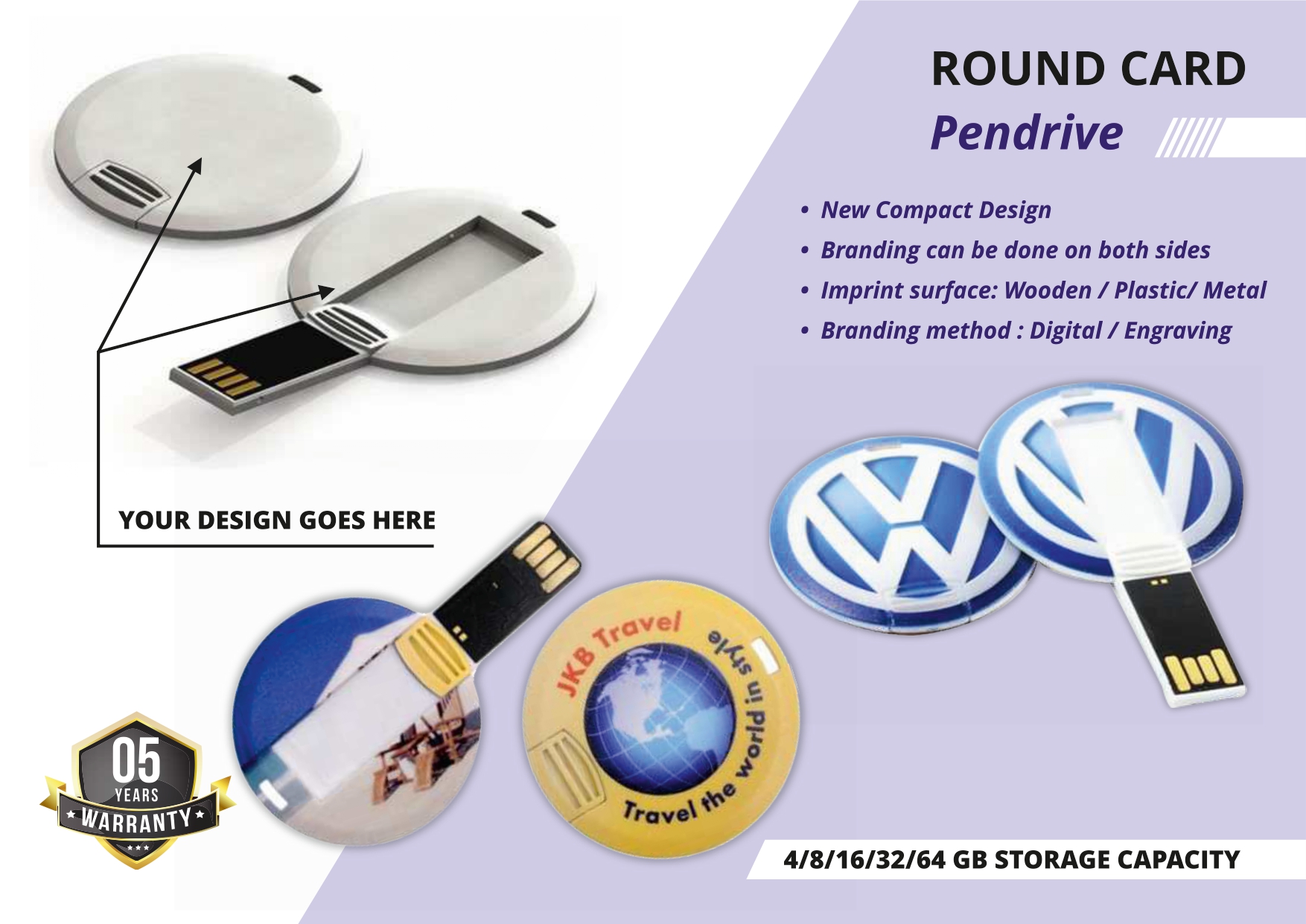 Business Card USB flash drive Ultra Slim Round USB
