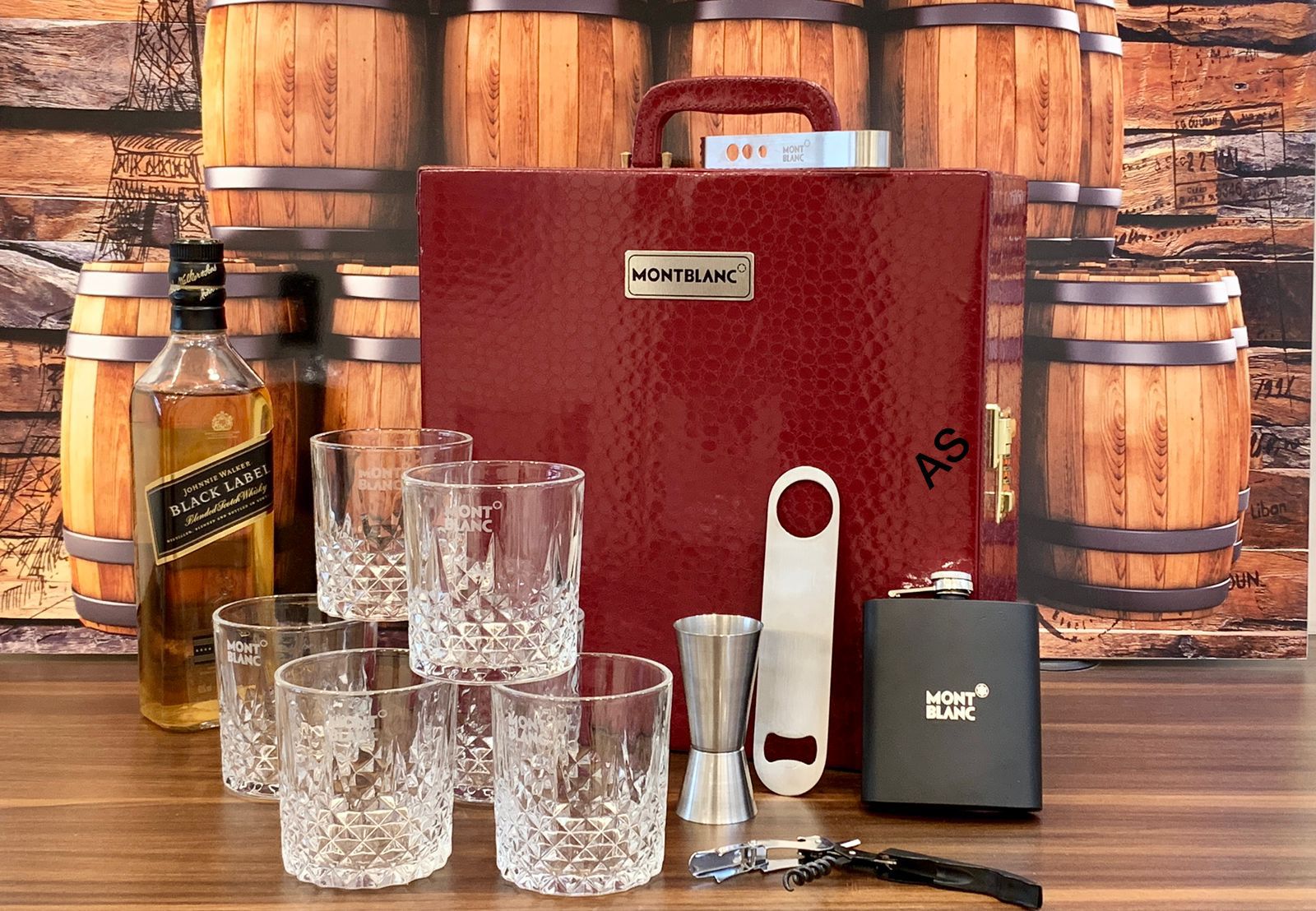 Whiskey Bar Case 6 Glass Set | Portable bar case Set | Travel bar case Set