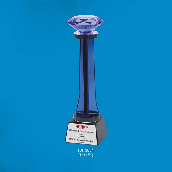 Transparent Crystal Diamond Shape Trophy