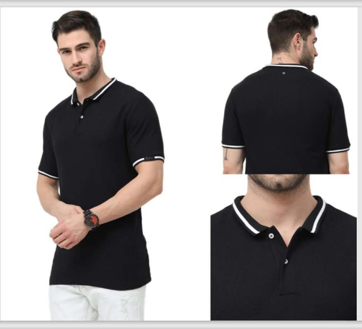 RARE RABBIT POLO TSHIRT NAVY BLUE WITH WHITE TIPPING