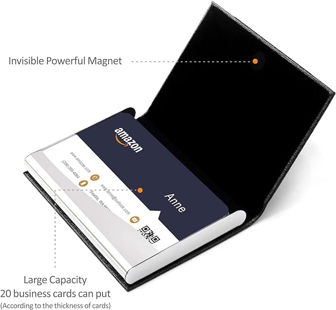 Padike Business Card Holder Case Professional PU Leather & Stainless Steel