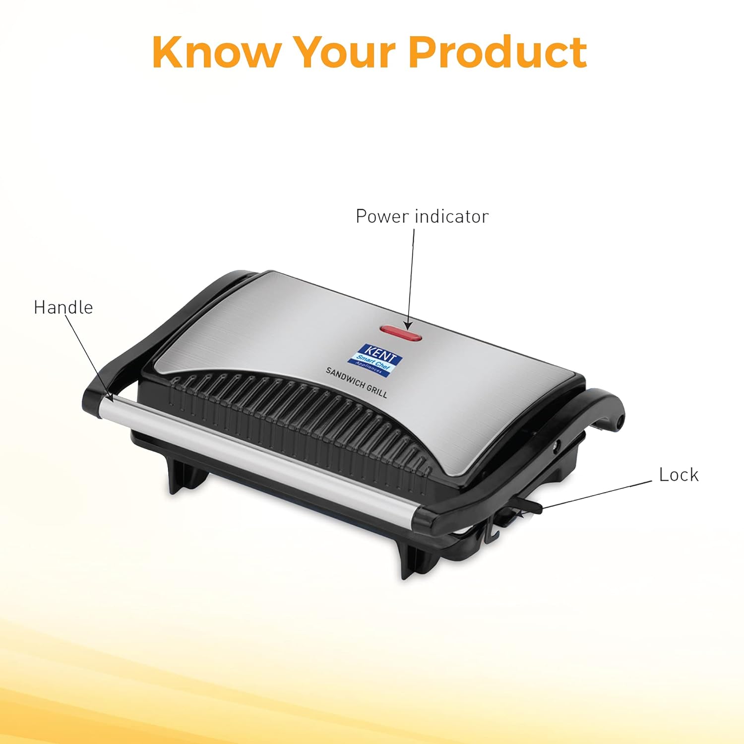 KENT 16025 Sandwich Grill 700W | Non-Toxic Ceramic Coating | Automatic Temperature Cut-off