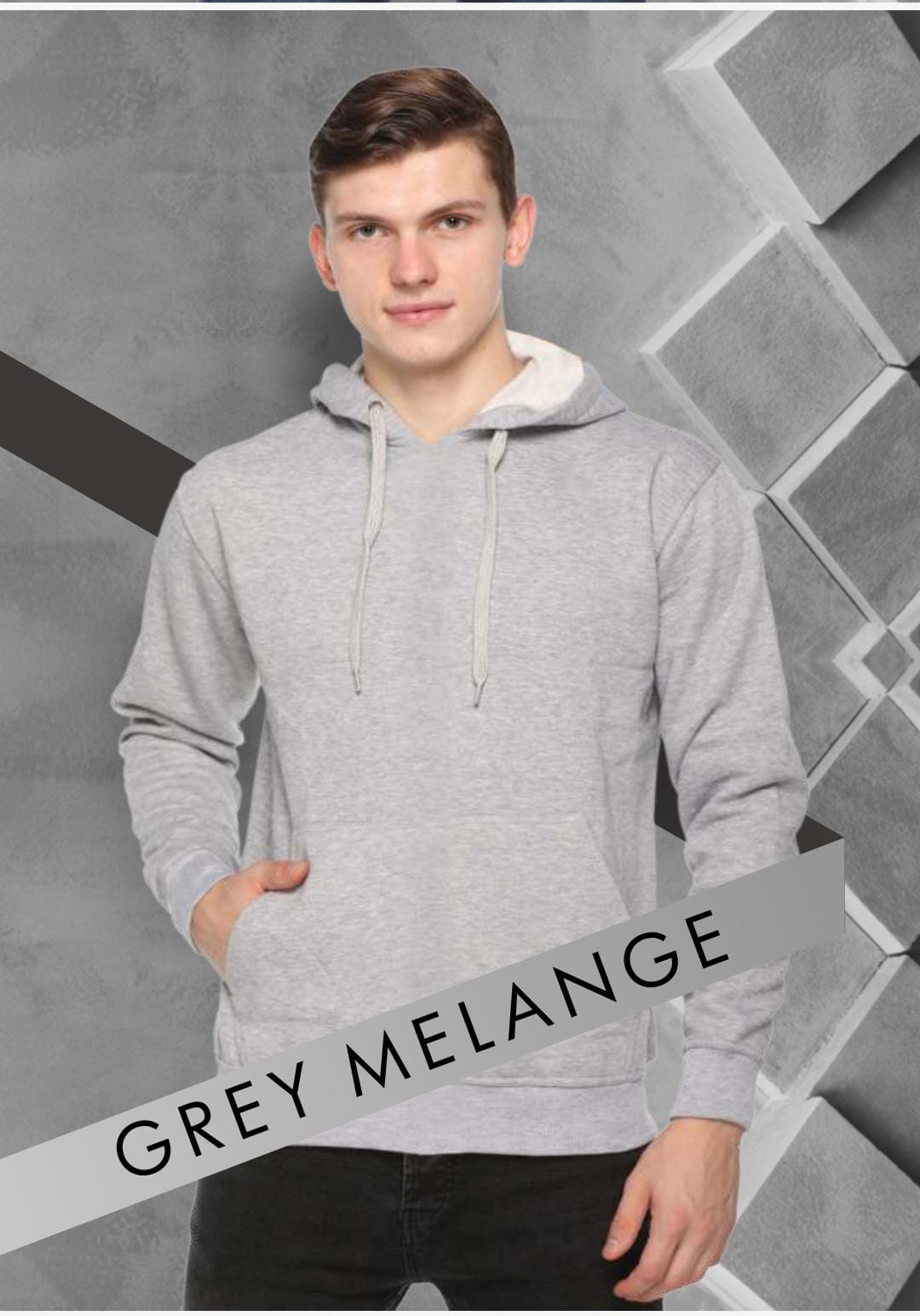 GREY MELANGE SLEEVE SWEATSHIRT