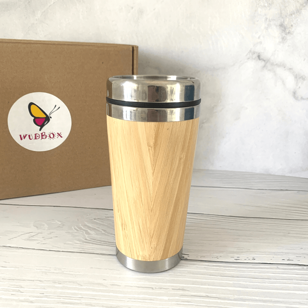 Bamboo Stainless Steel Coffee Travel Mug with Leak-Proof