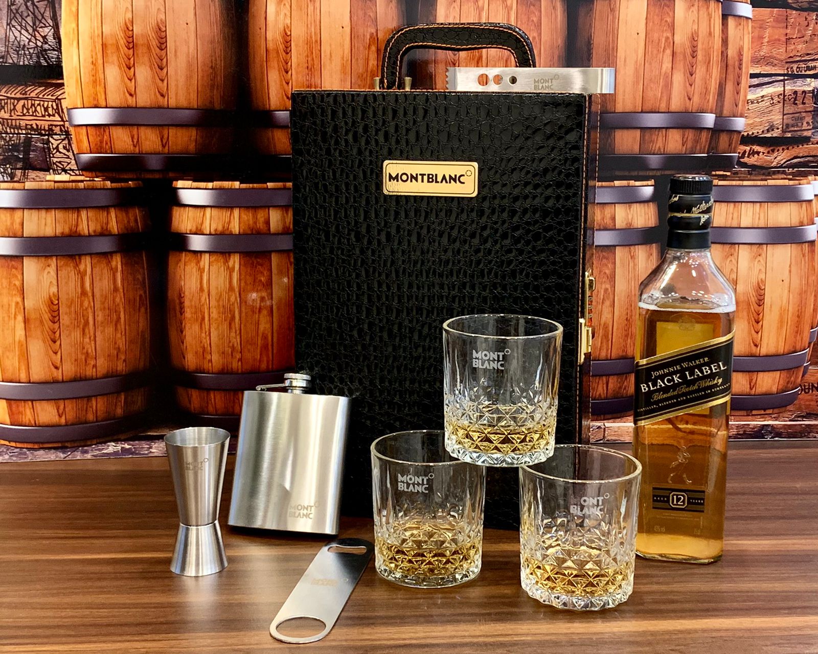 Whiskey Bar Case 3 Glass Set | Portable bar case Set | Travel bar case Set