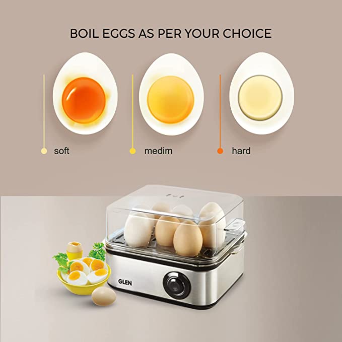Glen Electric Egg Boiler 500 Watt With 3 Water Levels 8 Eggs