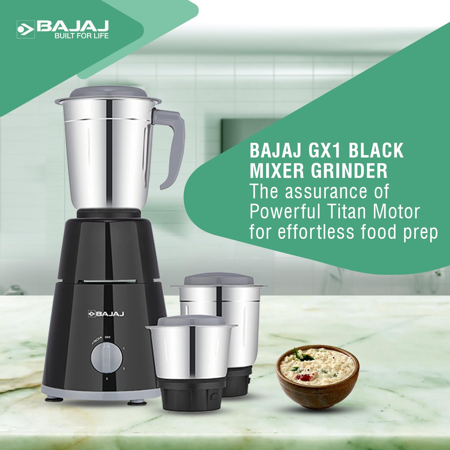 Bajaj GX-1 Mixer Grinder 500W|Superior Mixie For Kitchen