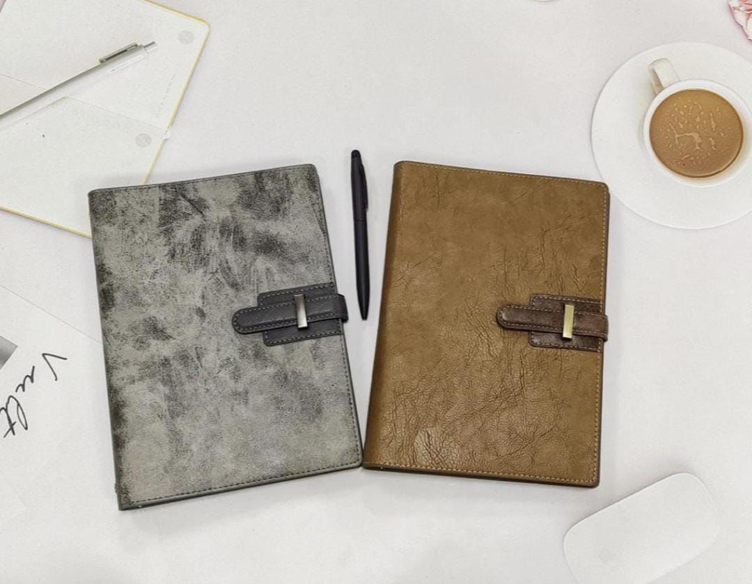 Classic Brown , grey Leather hard cover Bond Diary