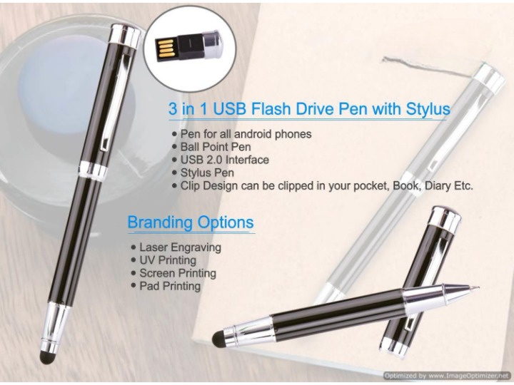 3 in 1 USB Flash Drive Pen with Stylus