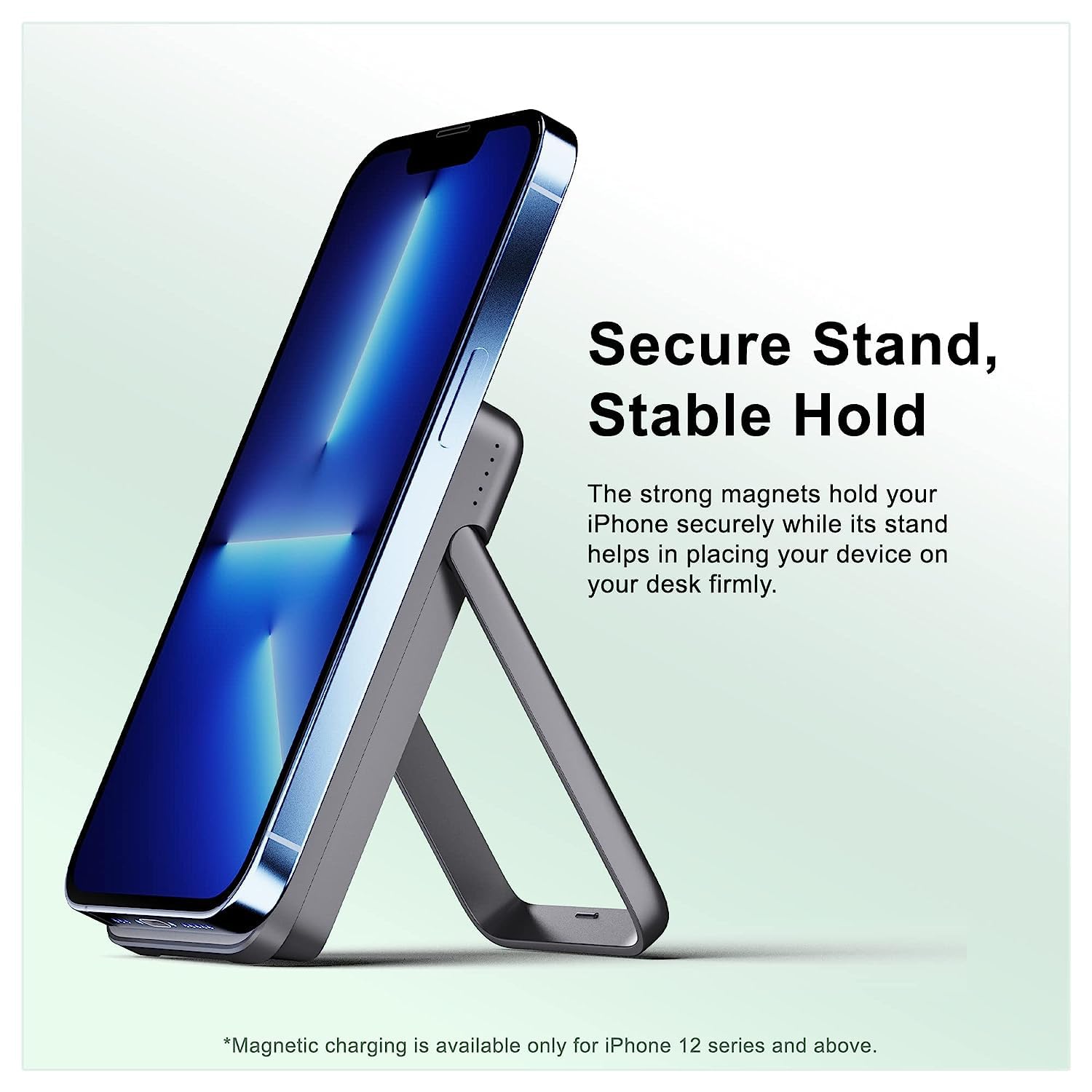 Ambrane 10000mAh Magnetic Wireless Power Bank for iPhone 12 & Above, 22.5W Wired + 15W Wireless Charging, Mobile Stand,