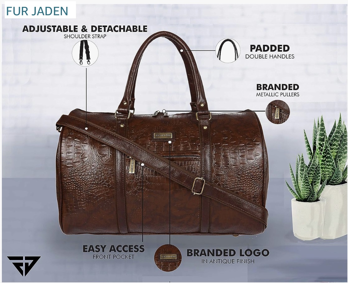 Fur Jaden Brown Croc Weekender Hand Duffle Bag