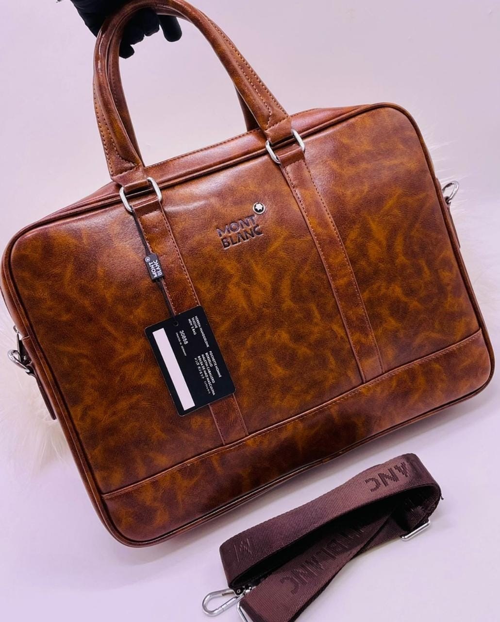 MONT BLANC LAPTOP BAG HIGH FAUX LEATHER MATERIAL