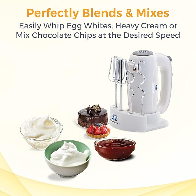 KENT 150W 16050, 5 Speed Control, Copper Motor, Multiple Beaters, Overheating Protection, Food Grade Plastic Body Hand Blender